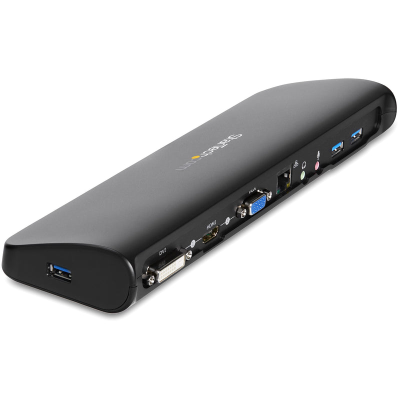 StarTech.com Dual Monitor USB 3.0 Laptop Docking Station mit HDMI/DVI/VGA, 3x USB-A Hub, GbE, Audio, Universal Type-A Dock für Windows/macOS/ChromeOS - TAA Konform