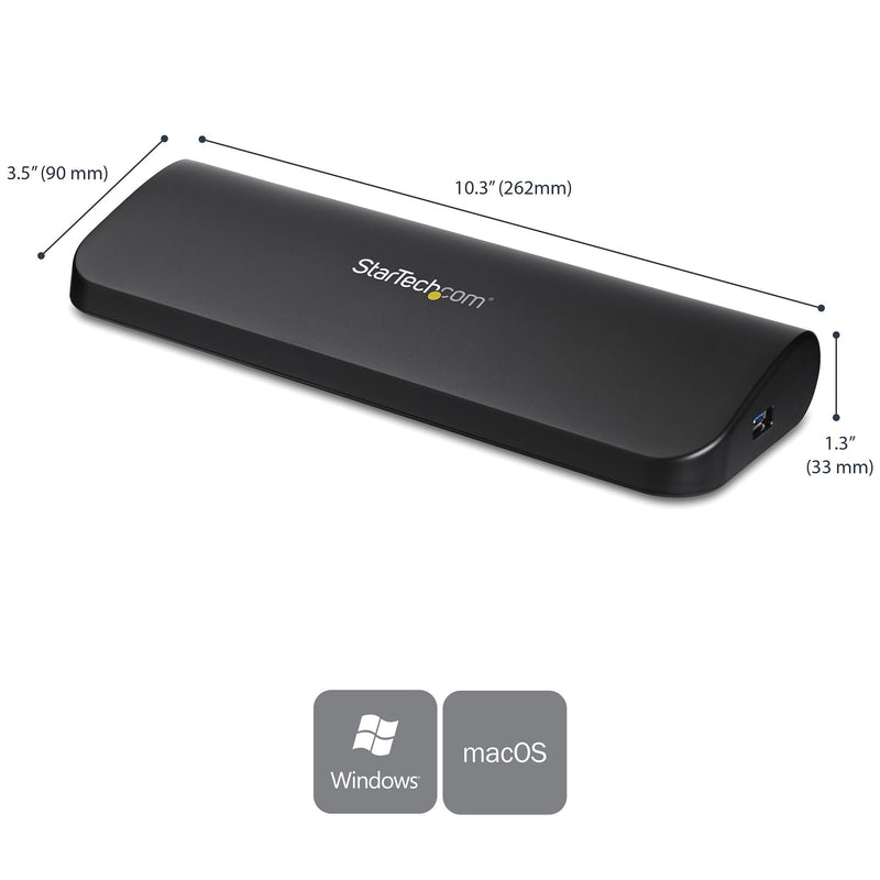 StarTech.com Dual Monitor USB 3.0 Laptop Docking Station mit HDMI/DVI/VGA, 3x USB-A Hub, GbE, Audio, Universal Type-A Dock für Windows/macOS/ChromeOS - TAA Konform
