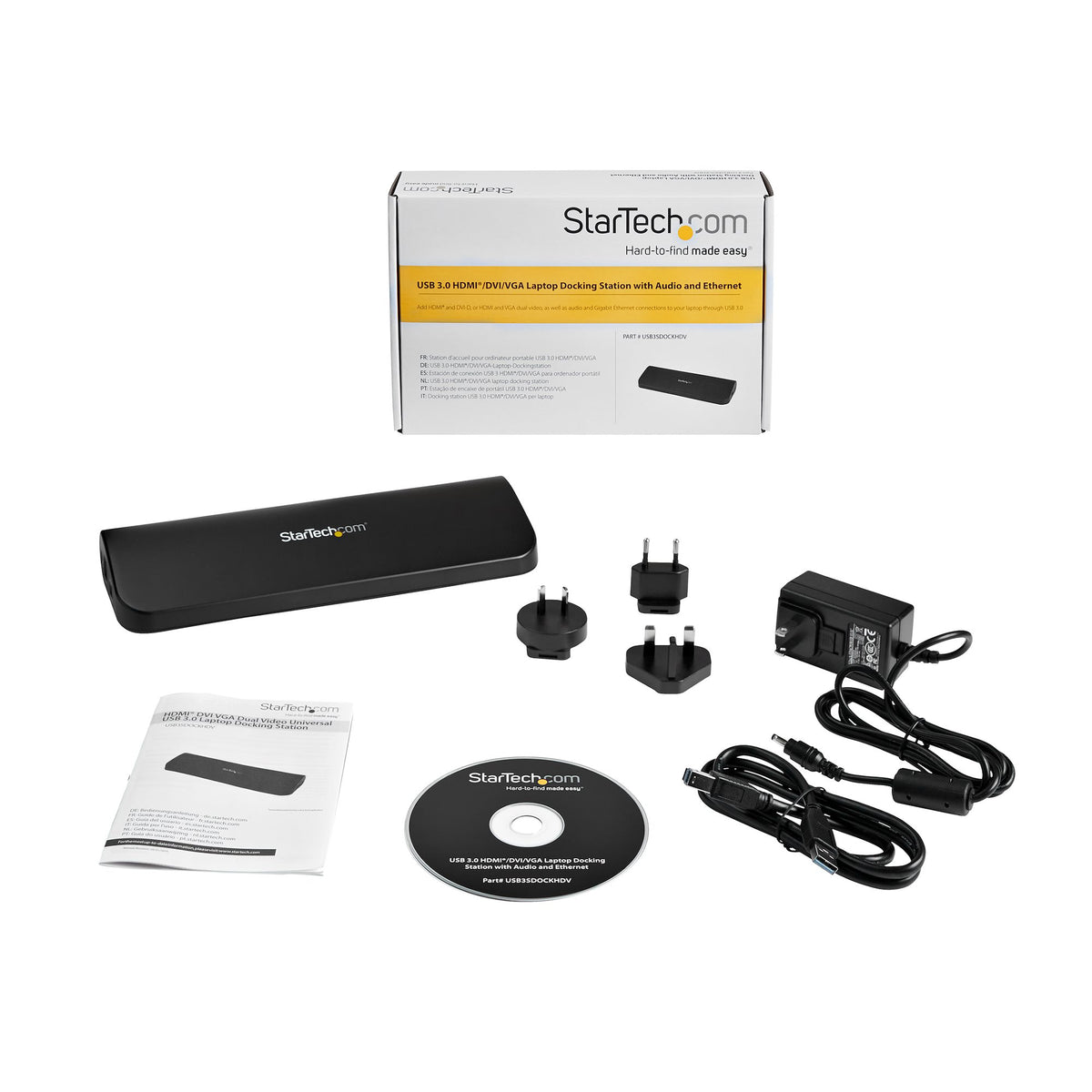 StarTech.com Dual Monitor USB 3.0 Laptop Docking Station mit HDMI/DVI/VGA, 3x USB-A Hub, GbE, Audio, Universal Type-A Dock für Windows/macOS/ChromeOS - TAA Konform