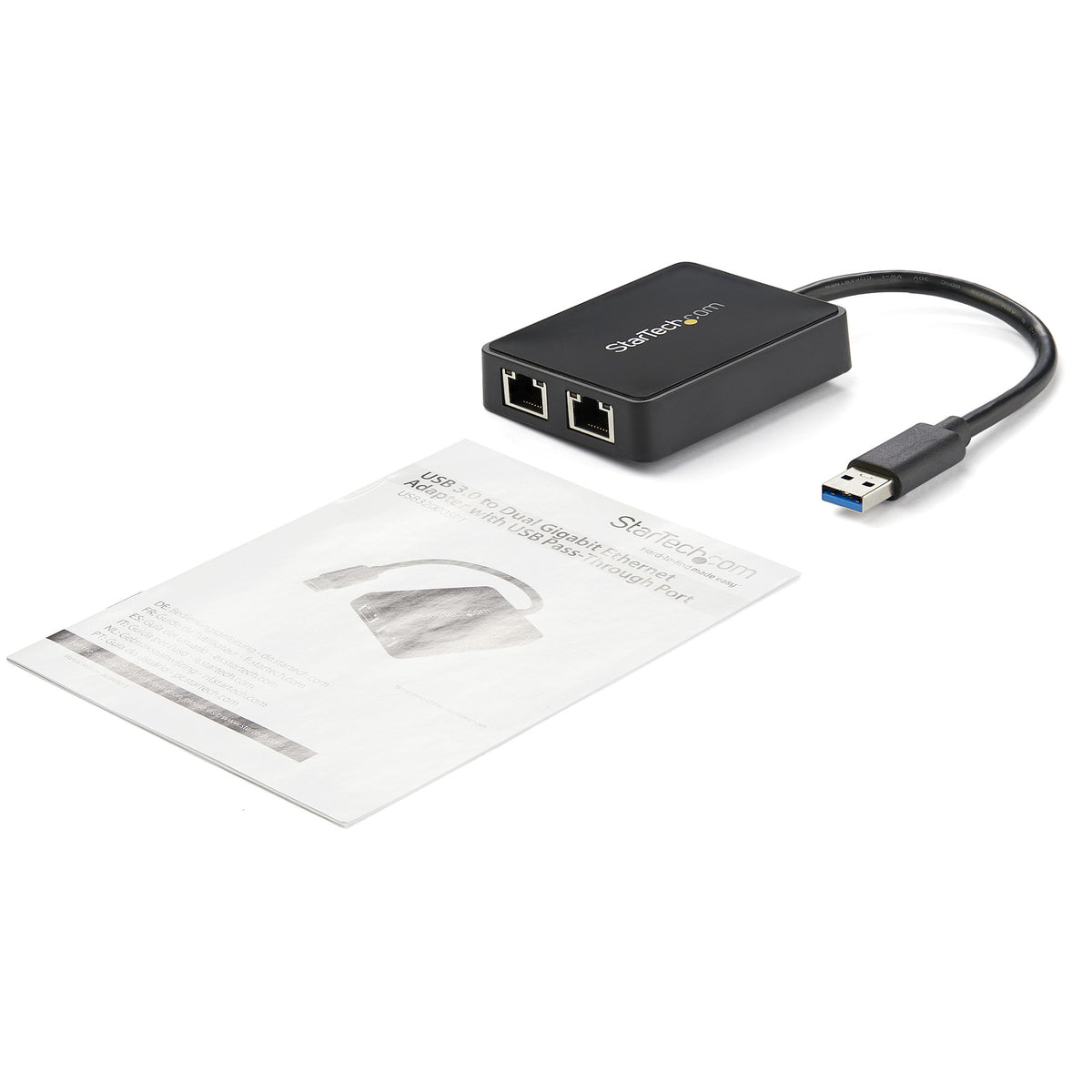 StarTech.com USB 3.0 auf Dual Port Gigabit Ethernet Adapter mit USB Anschluss - 10/100/1000 Mbit/s - USB Gigabit LAN Netzwerkadapter/NIC Adapter - Schwarz