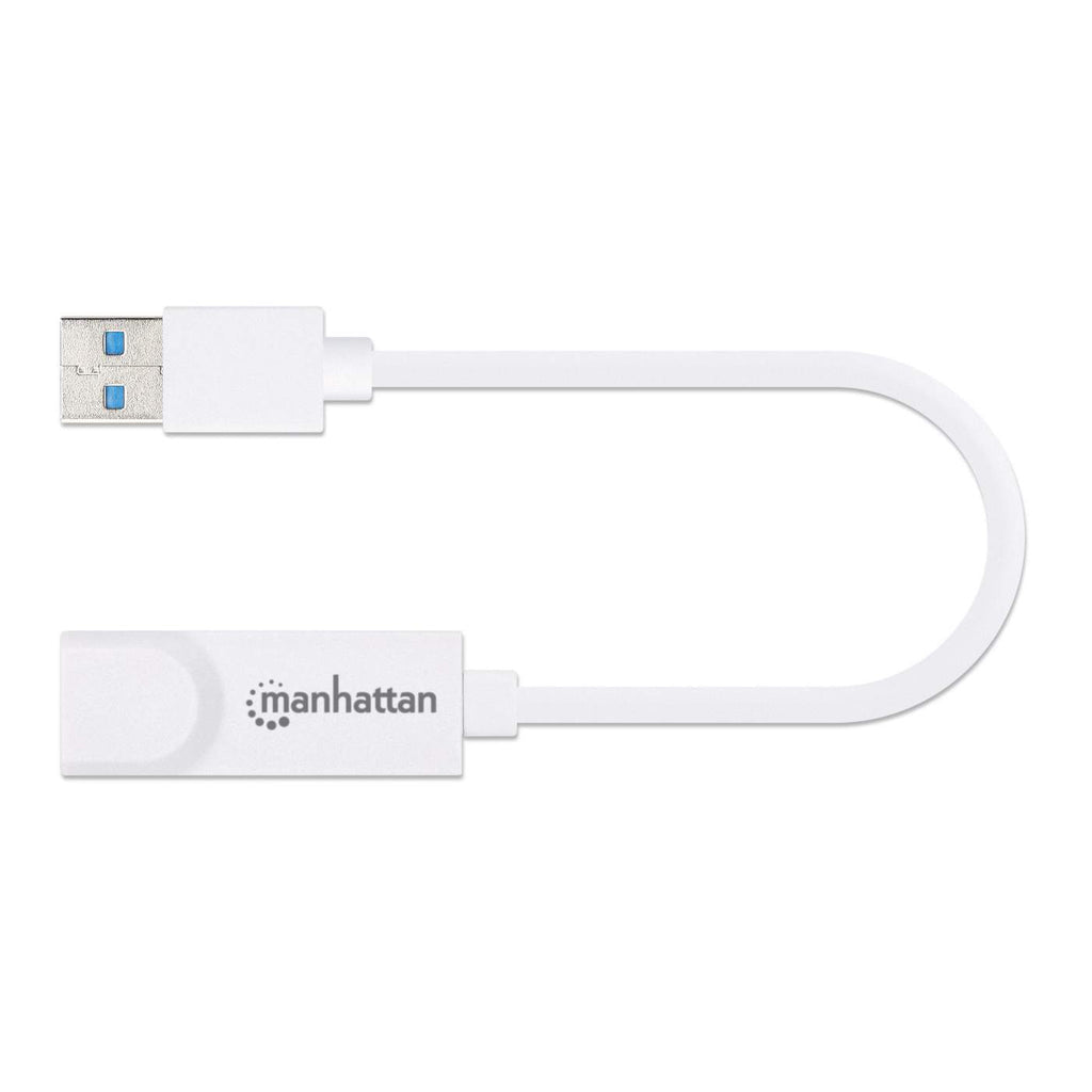 Manhattan USB-A auf Gigabit-Ethernet-Netzwerkadapter, USB 3.2 Gen 1 auf 10/100/1000 Mbit/s Gigabit Ethernet, weiß