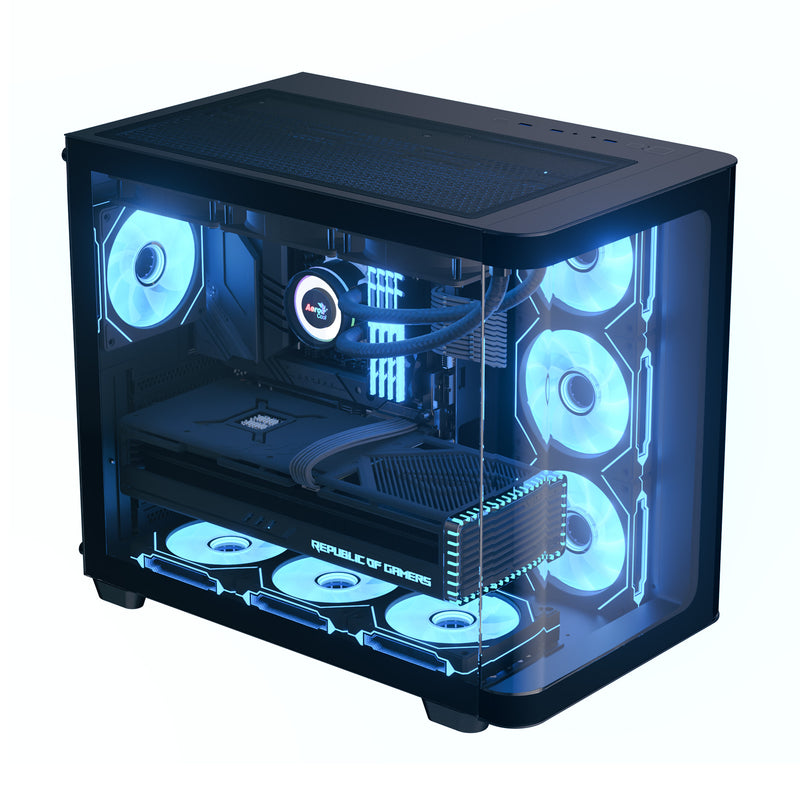 Aerocool P500C PC-Gehäuse, Midi-Tower, ATX, Tempered Glass - schwarz – Ansicht 4