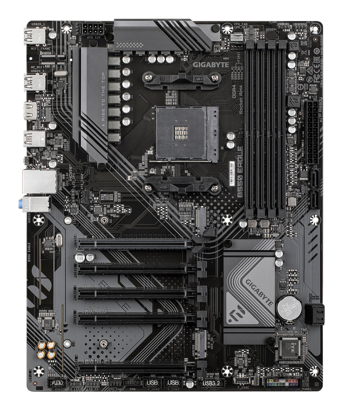 GIGABYTE B550 EAGLE Mainboard – AMD Ryzen 5000 G-Serie CPUs, 10+3+1 Phasen VRM, bis zu 3200 MHz DDR4, 1xPCIe 4.0 + 1xPCIe 3.0 M.2, 1GbE LAN, USB 3.2 Gen 2