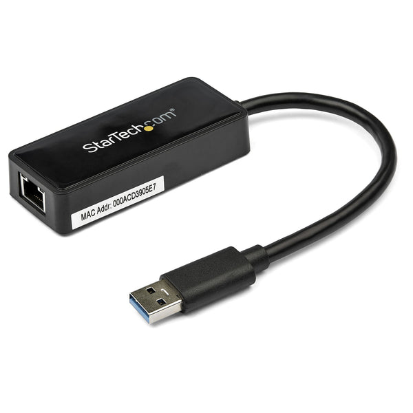 StarTech.com USB 3.0 auf Gigabit Ethernet Adapter - USB 3.0 10/100/1000Mbit/s Netzwerk Adapter NIC mit USB Port - USB zu RJ45 - USB Passthrough Port - Schwarz