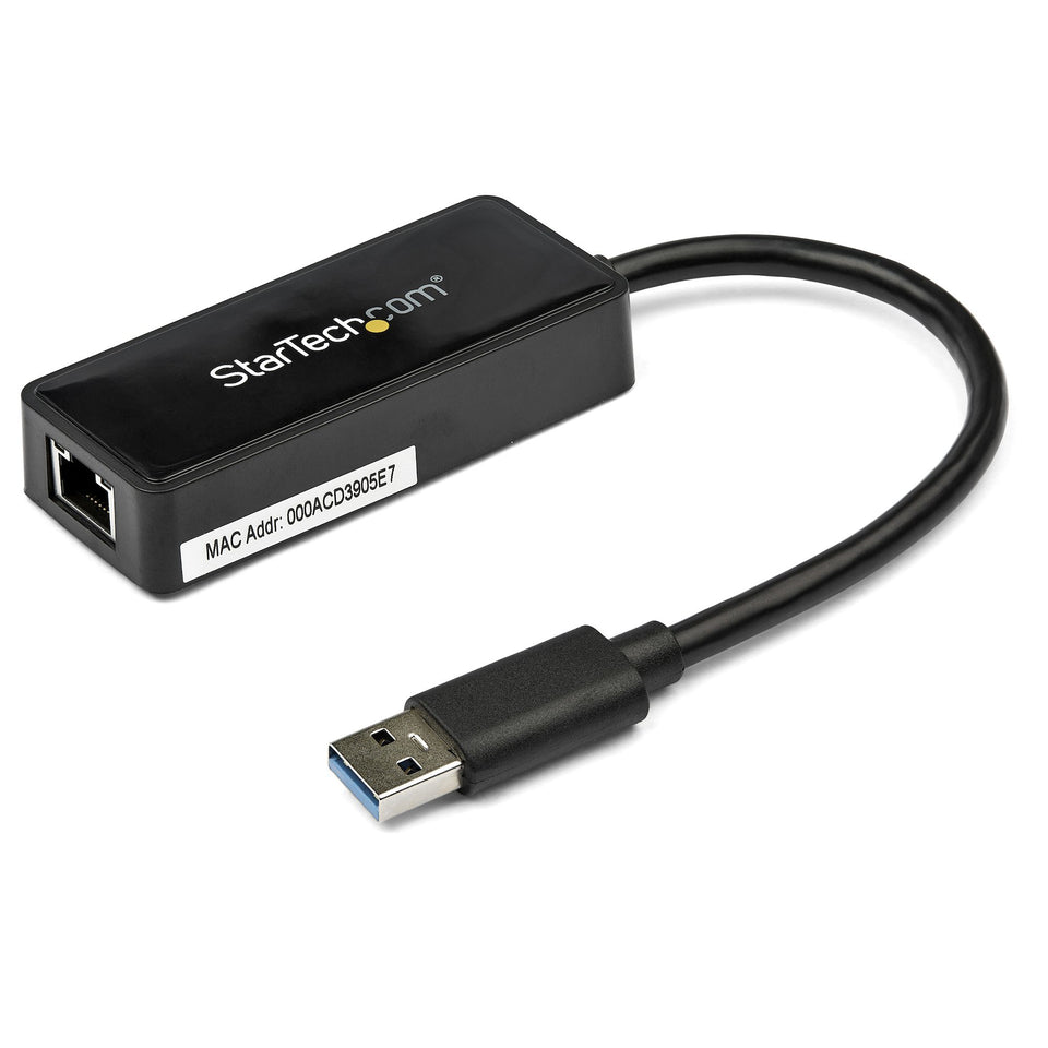 Adaptateur USB 3.0 vers Gigabit Ethernet StarTech.com - Carte réseau USB 3.0 10/100/1000 Mbit/s avec port USB - USB vers RJ45 - Port de passage USB - Noir