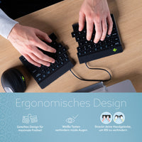 R-Go Tools Ergonomische Tastatur R-Go Split Break mit Pausensoftware, geteilte Tastatur, QWERTZ (DE), kabellos, schwarz