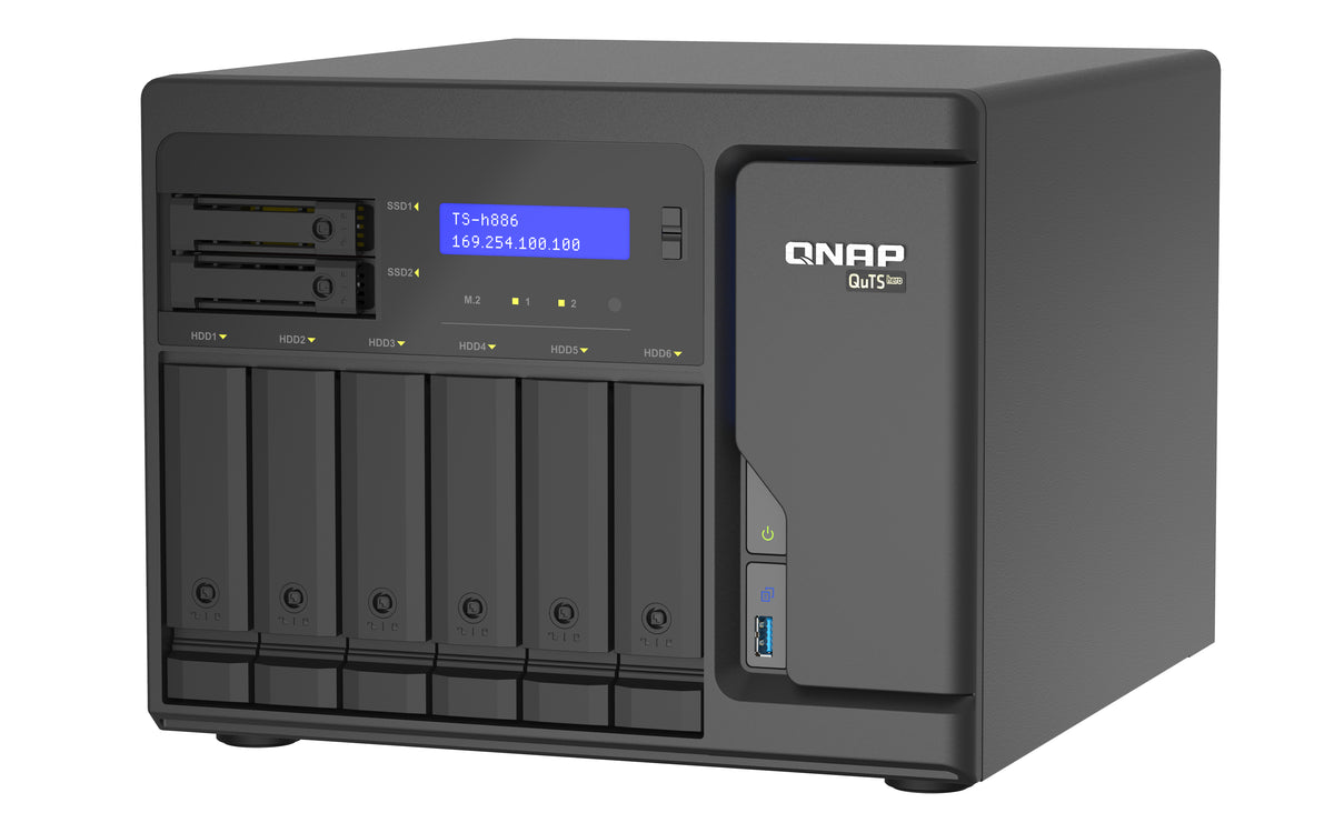 QNAP TS-h886 NAS Tower Intel® Xeon® D D-1602 8 GB DDR4 0 TB QuTS hero Schwarz