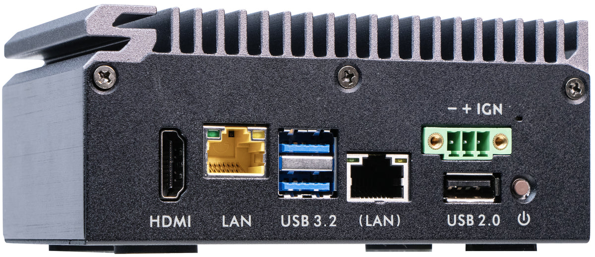 Shuttle Edge PC SPCEL03 , Intel Atom x6413E, 1x HDMI, 2x 2.5G LAN, 1x COM, DIO (4x in, 4x out), 3x USB, 2x M.2, 12-24V, 24/7 Dauerbetrieb, lüfterlos, -20...60°C, inkl. VESA & DIN-RAIL mount