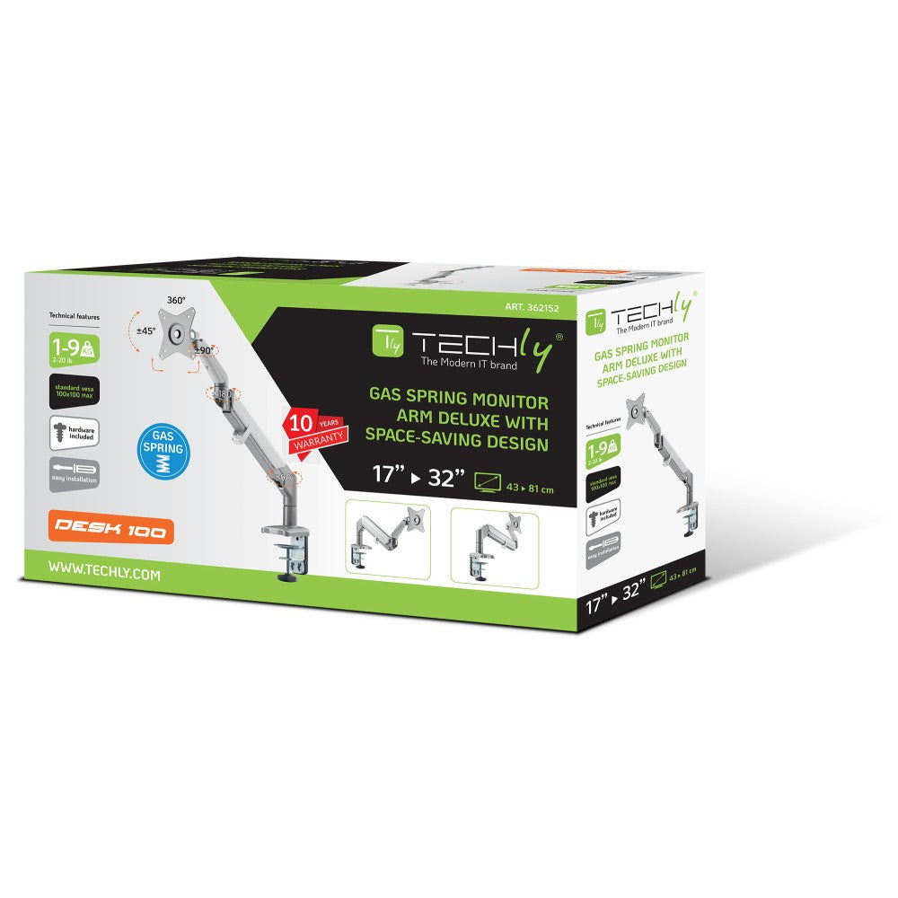 Techly ICA-LCD 441 Flachbildschirm-Tischhalterung 81,3 cm (32") Tisch/Bank Grau