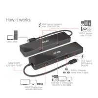 CLUB3D 6-in-1 USB3.2 Gen2 Typ-C Dual Displays Portable Dock mit USB Typ-C Video 4K60Hz