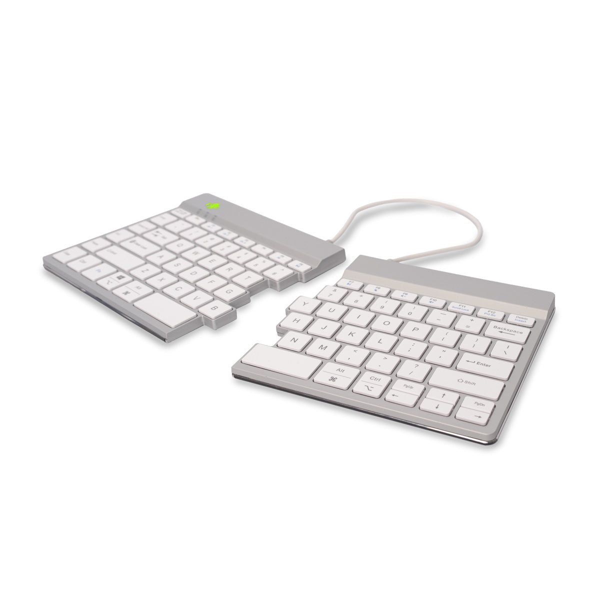 R-Go Tools Ergonomische Tastatur R-Go Split Break mit Pausensoftware, ergonomische geteilte Tastatur, QWERTY (US), kabellos, weiß