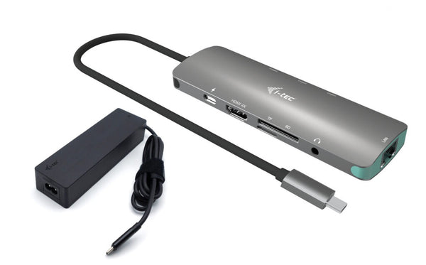 i-tec USB-C Metal Nano Docking Station 4K HDMI LAN with Power Delivery 100W + Universal Charger 100W