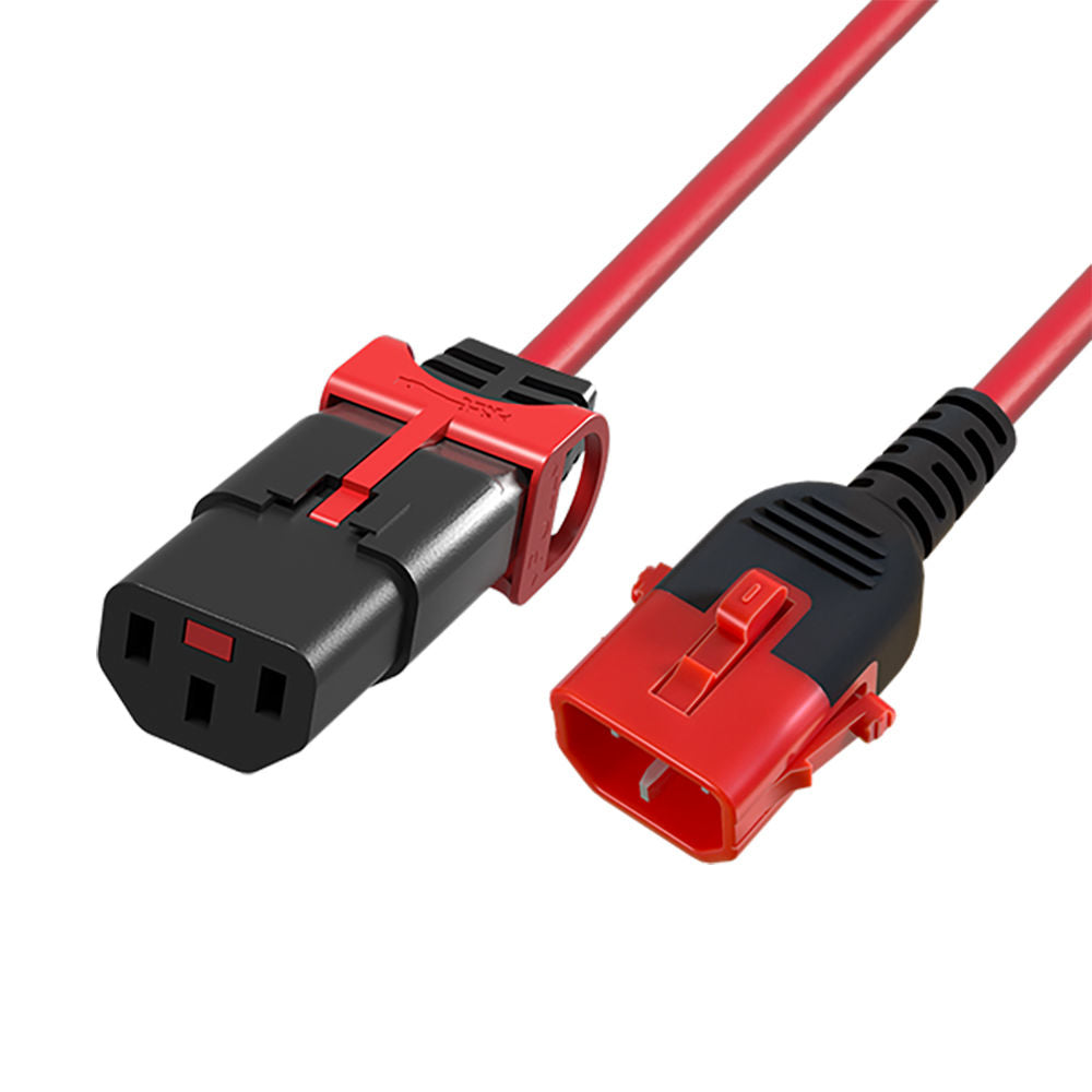 Cavo di alimentazione ACT C13 - C14 Dual IEC LOCK rosso 1 m