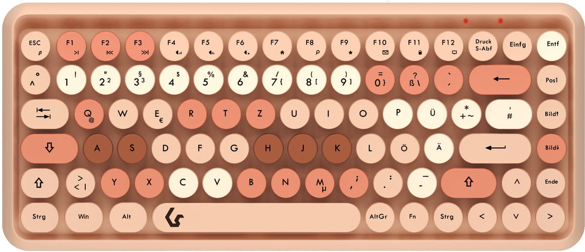 KeySonic KSKM-5200M-RF (DE), Maus-Tastatur-Set, Mini Tastatur, runde Tasten, Kunststoff, Mehrfarbig sand/cremefabig,Kabellos - mit 2.4 GHz Funkverbindung