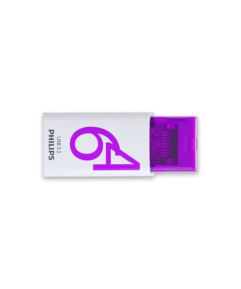 Philips Click USB-Stick 64 GB USB Typ-C 3.2 Gen 1 (3.1 Gen 1) Violett, Weiß