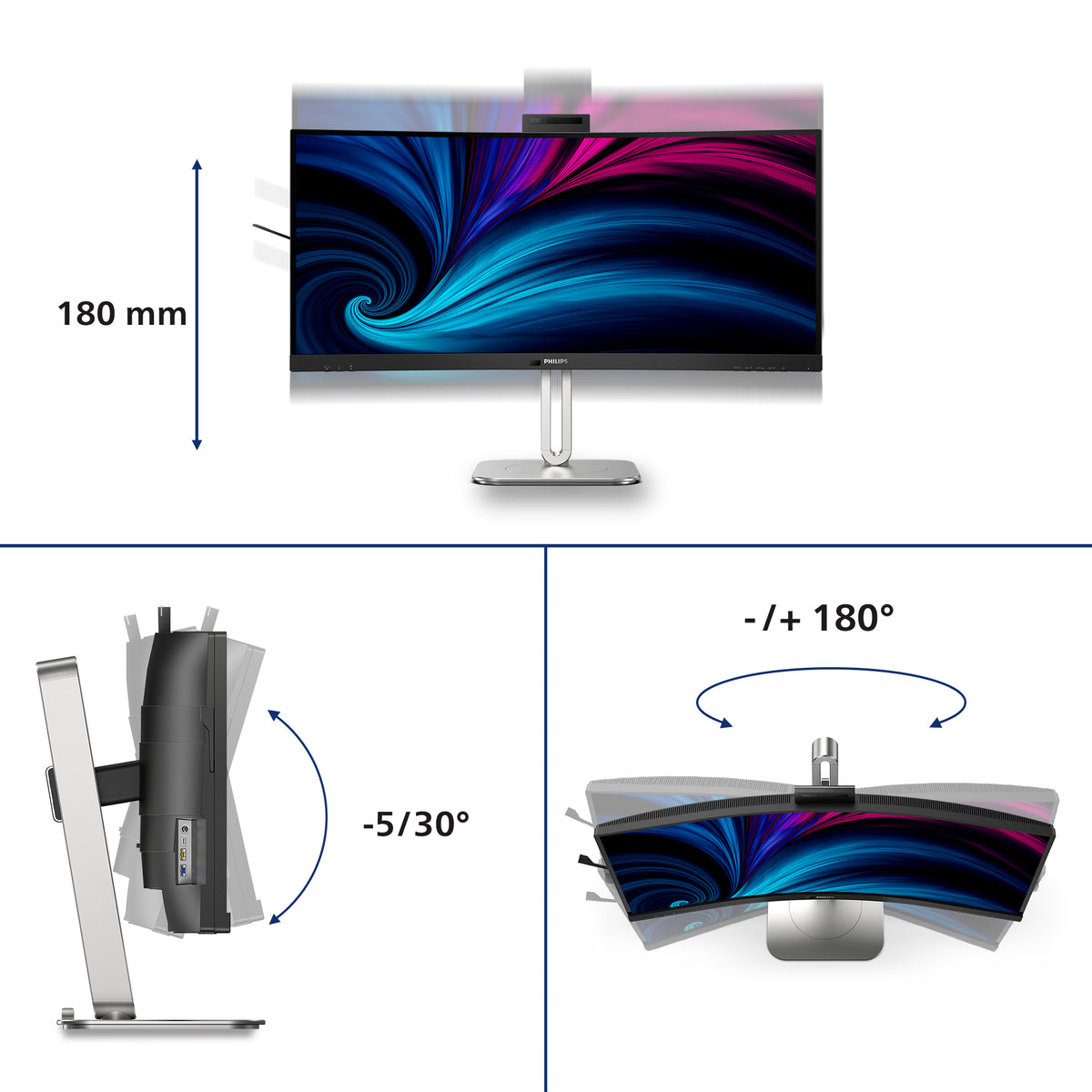 Philips 6000 series 34B2U6603CH/00 Computerbildschirm 86,4 cm (34") 3440 x 1440 Pixel Wide Quad HD LCD Grau