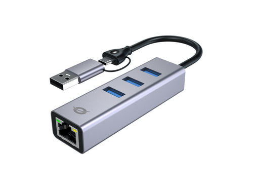 Conceptronic ABBY25G USB zu Gigabit-Netzwerkadapter mit 3-Port-USB-Hub