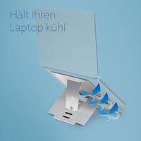 R-Go Tools Laptopständer R-Go Riser Flexible, ergonomisch faltbarer und einstellbarer Laptopständer, Silber