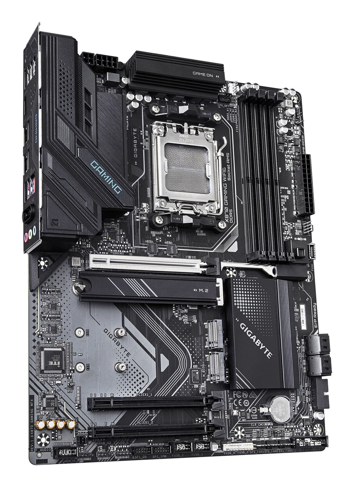 GIGABYTE X870 GAMING WIFI6 Mainboard - Unterstützt AMD Ryzen 9000 CPUs, 8+2+2 Phasen VRM, bis zu 8000MHz DDR5 (OC), 1xPCIe 5.0 + 2xPCIe 4.0, Wi-Fi 6, 2.5GbE LAN, USB 4