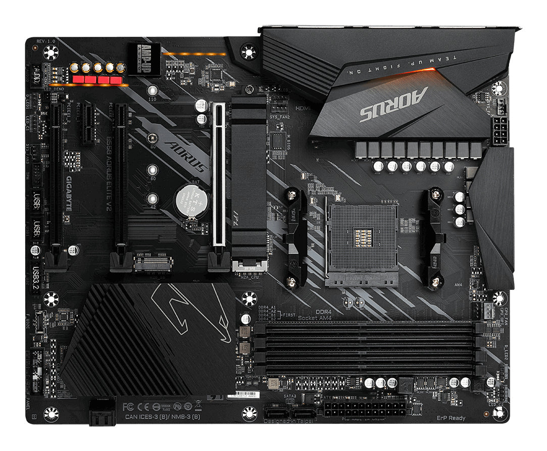 GIGABYTE B550 AORUS ELITE V2 Mainboard – AMD Ryzen 5000 CPUs, 12+2 Phasen VRM, bis zu 4733 MHz DDR4, 1xPCIe 4.0 + 1xPCIe 3.0 M.2, 2.5GbE LAN, USB 3.2 Gen 2