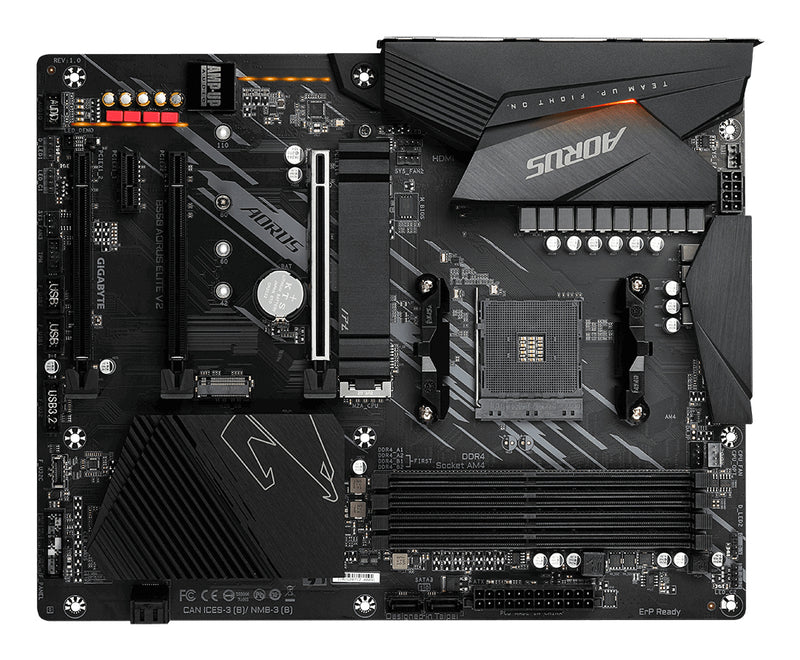 GIGABYTE B550 AORUS ELITE V2 Mainboard – AMD Ryzen 5000 CPUs, 12+2 Phasen VRM, bis zu 4733 MHz DDR4, 1xPCIe 4.0 + 1xPCIe 3.0 M.2, 2.5GbE LAN, USB 3.2 Gen 2
