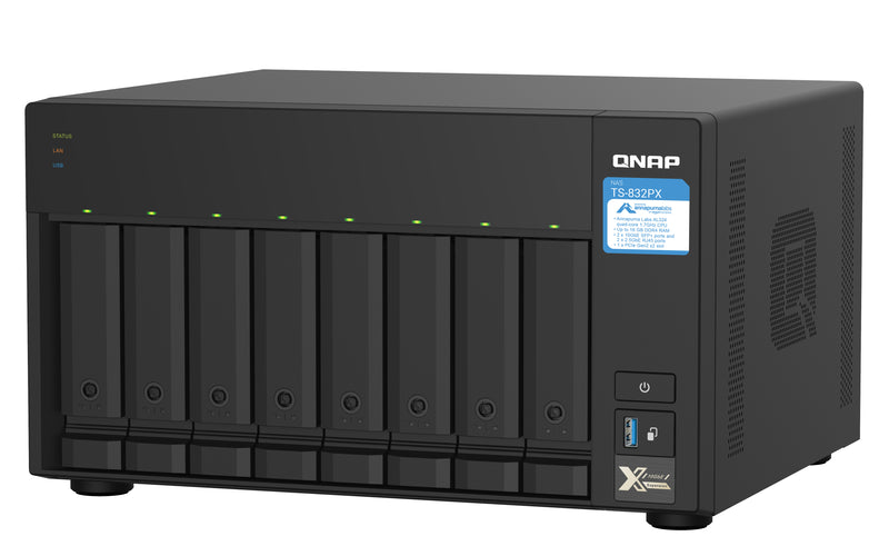 QNAP TS-832PX NAS Tower Annapurna Labs AL324 4 GB DDR4 0 TB QNAP Turbo System Aluminium, Schwarz