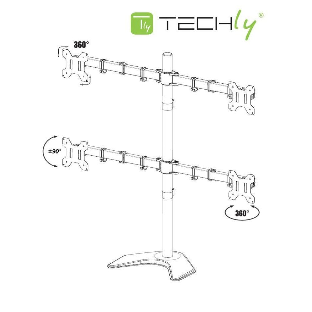Techly ICA-LCD 2540 Flachbildschirm-Tischhalterung 68,6 cm (27") Tisch/Bank Schwarz