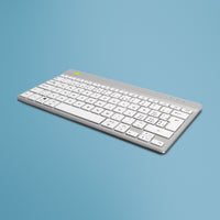 R-Go Tools Ergonomische Tastatur R-Go Compact Break, kompakte Tastatur mit Pausensoftware, QWERTZ (CH), Bluetooth, Weiß