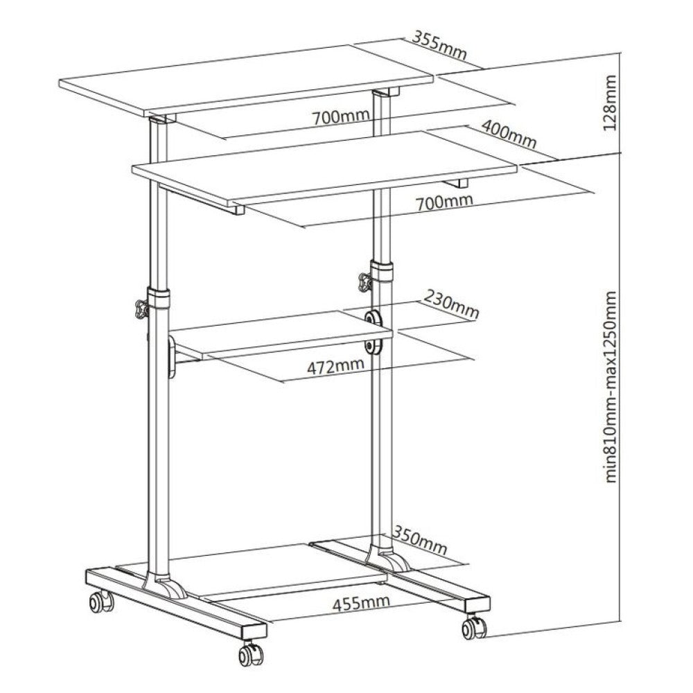 Techly ICA-TB TPM-3 Stehschreibtisch Schwarz, Silber