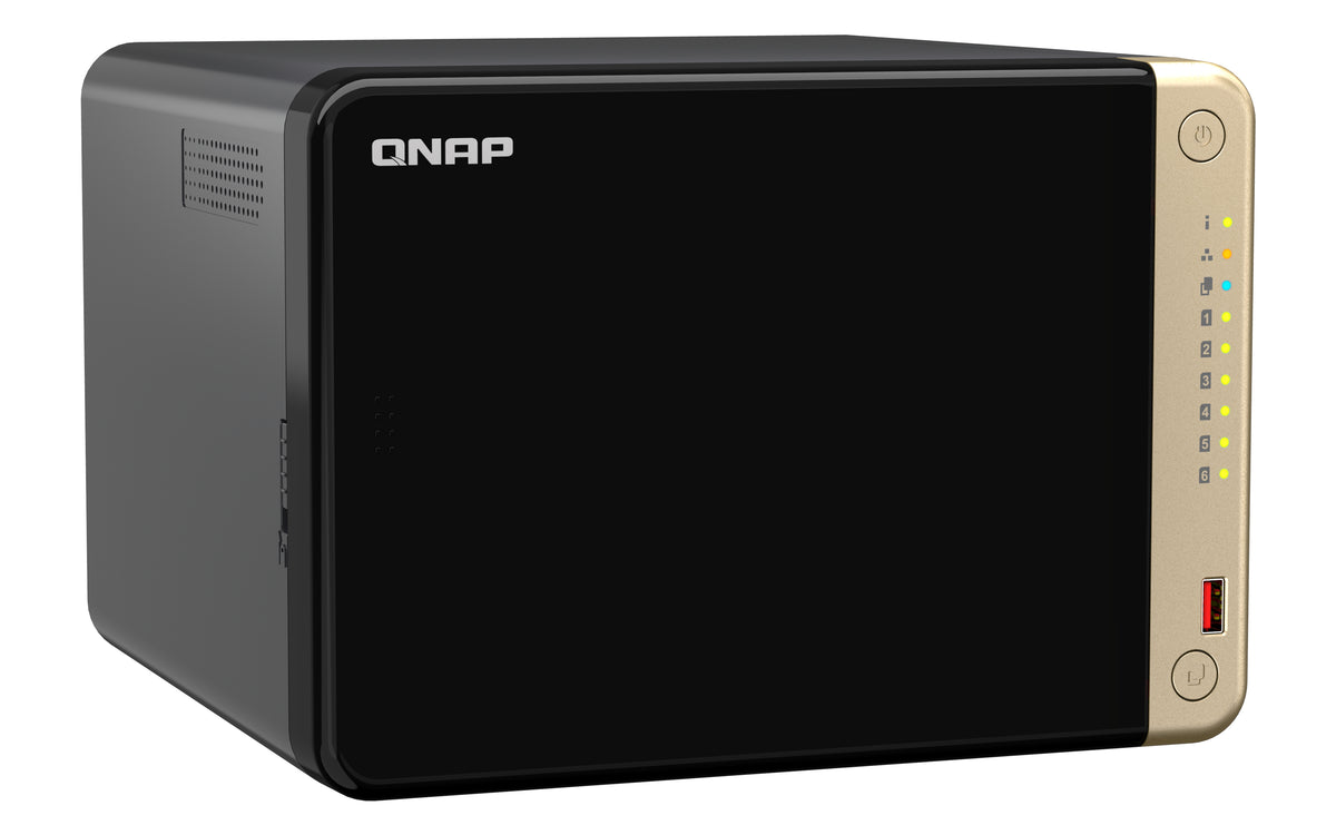 QNAP TS-664 NAS Tower Intel® Celeron® N5095 8 GB DDR4 0 TB QNAP QTS Schwarz, Bronze