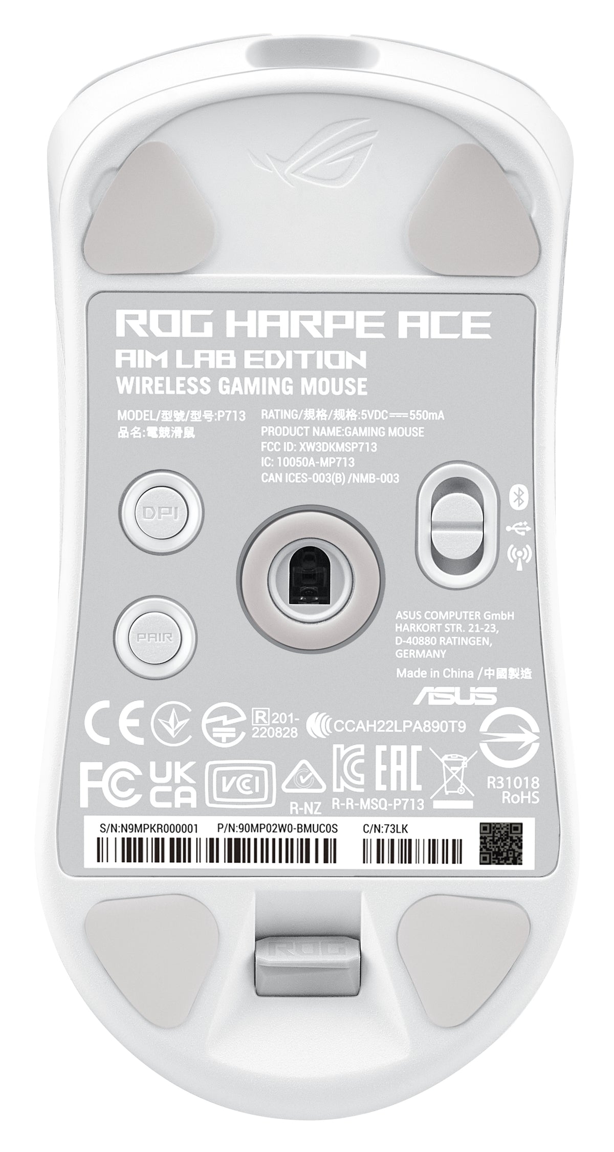 ASUS ROG Harpe Ace Aim Lab Edition Maus Gaming Beidhändig RF Wireless + Bluetooth + USB Type-C Opto-mechanisch 36000 DPI