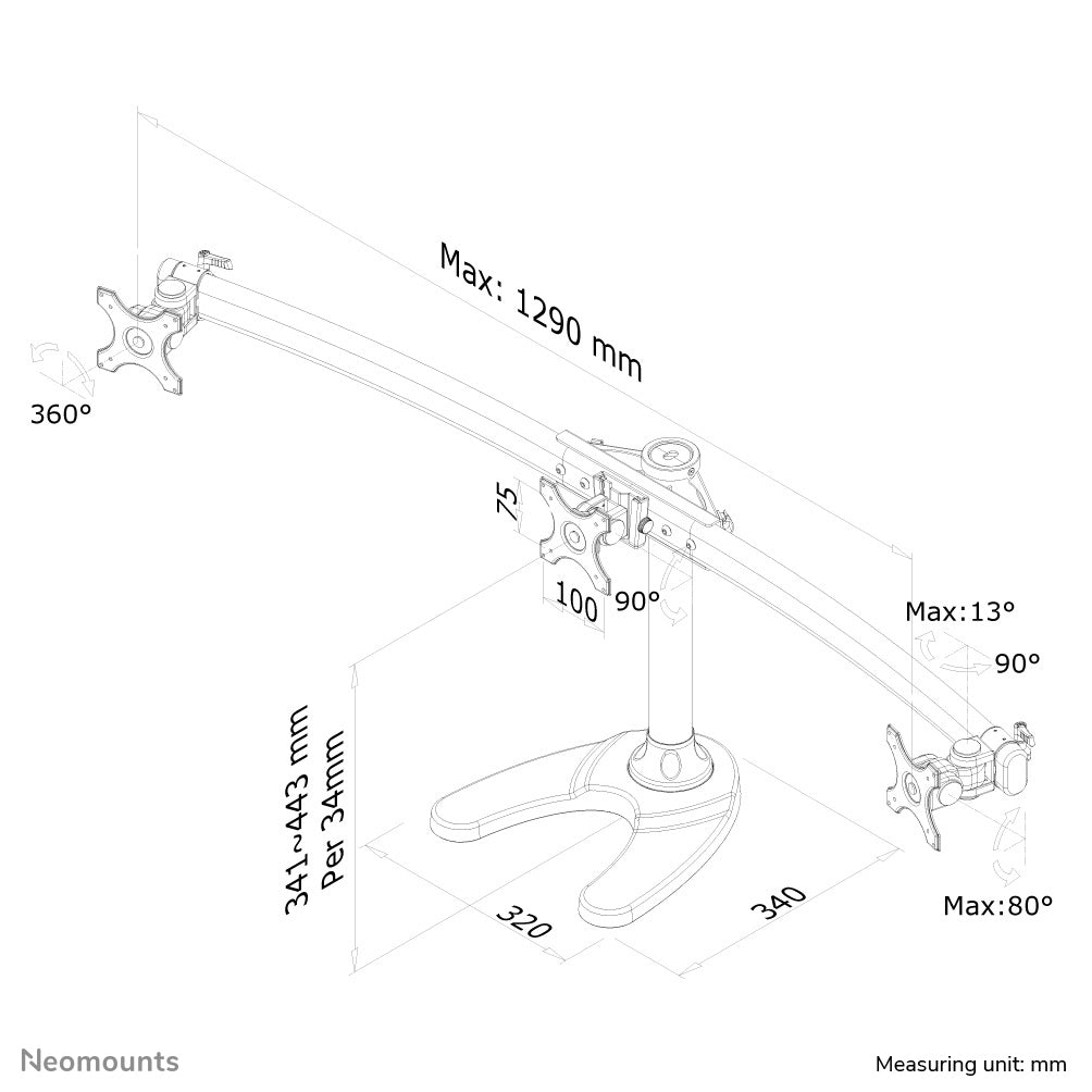 Neomounts FPMA-D700DD3 Monitor-Ständer 10-27"