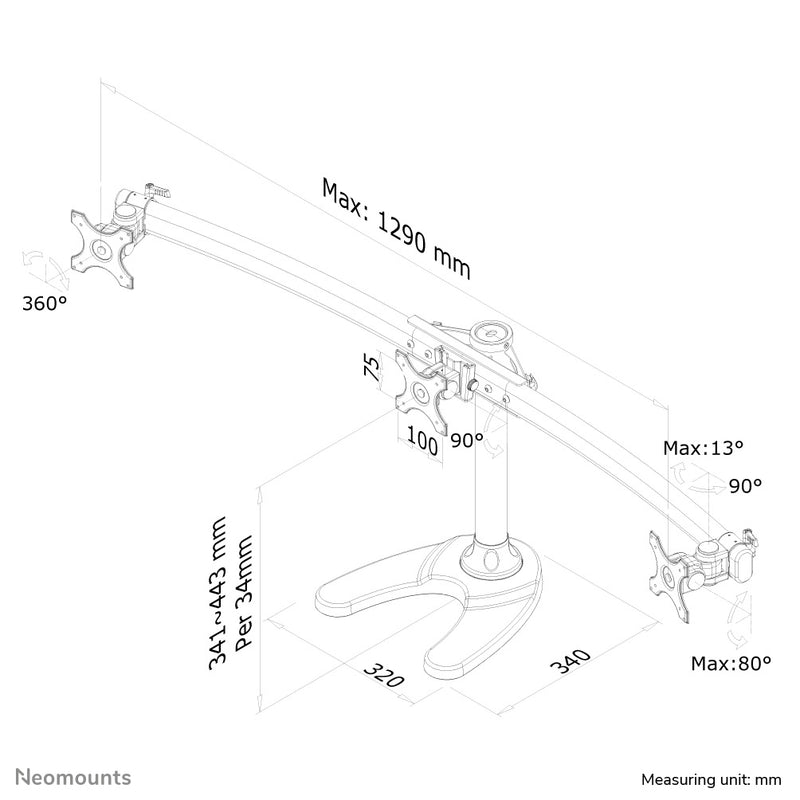 Neomounts FPMA-D700DD3 Monitor-Ständer 10-27"