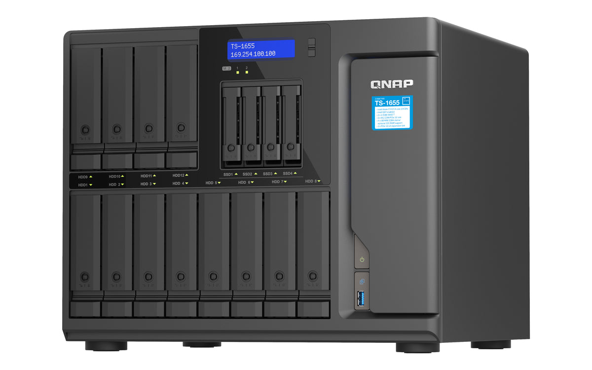 QNAP TS-1655 NAS Tower Intel Atom® C5125 8 GB DDR4 0 TB QNAP Turbo System Schwarz
