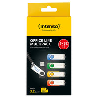 Intenso 5 x USB-Stick Office Line, 32 GB, USB-A, 3.2 Gen 1x1, bunt