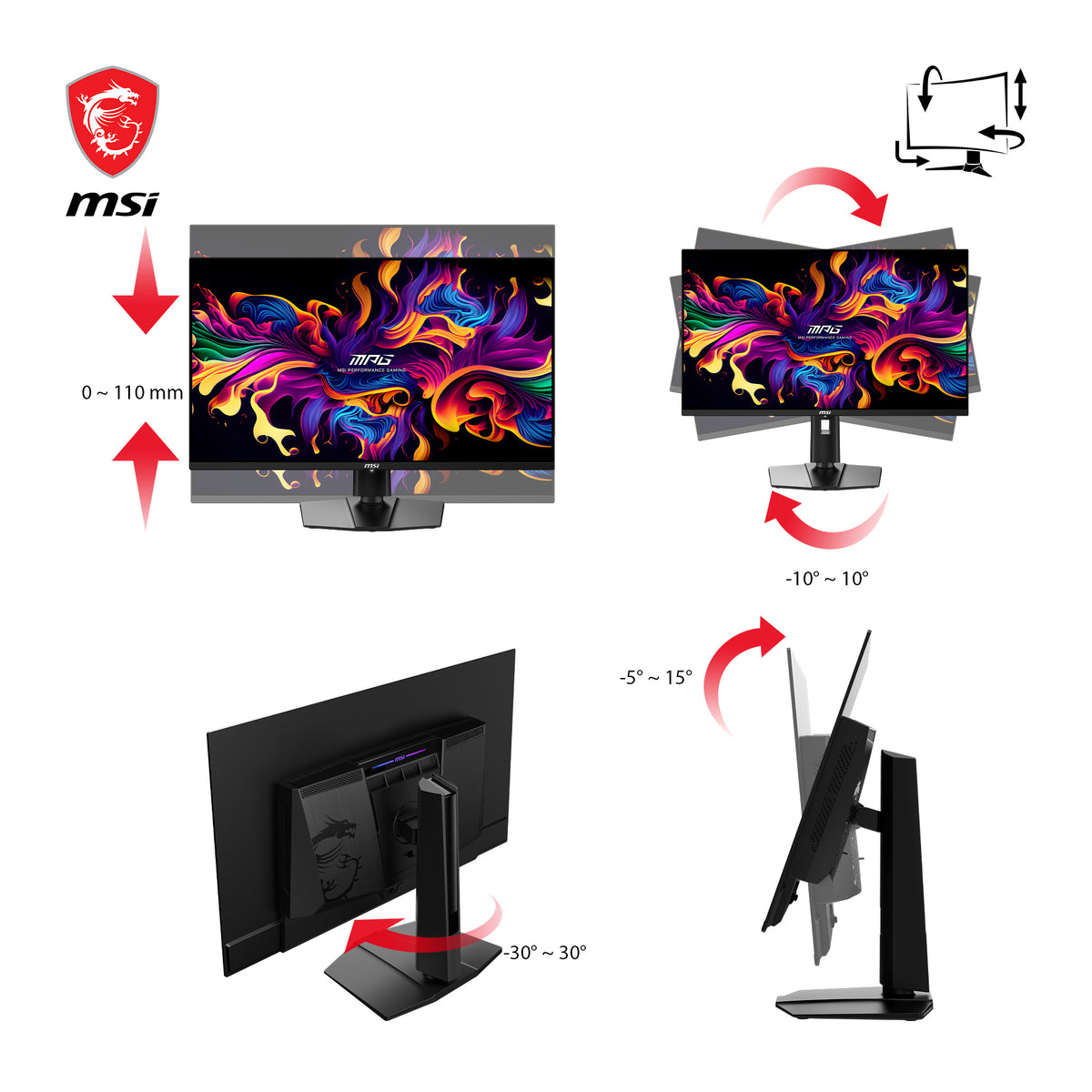 MSI MPG 321URXDE QD-OLED Computerbildschirm 80 cm (31.5") 3840 x 2160 Pixel 4K Ultra HD Schwarz