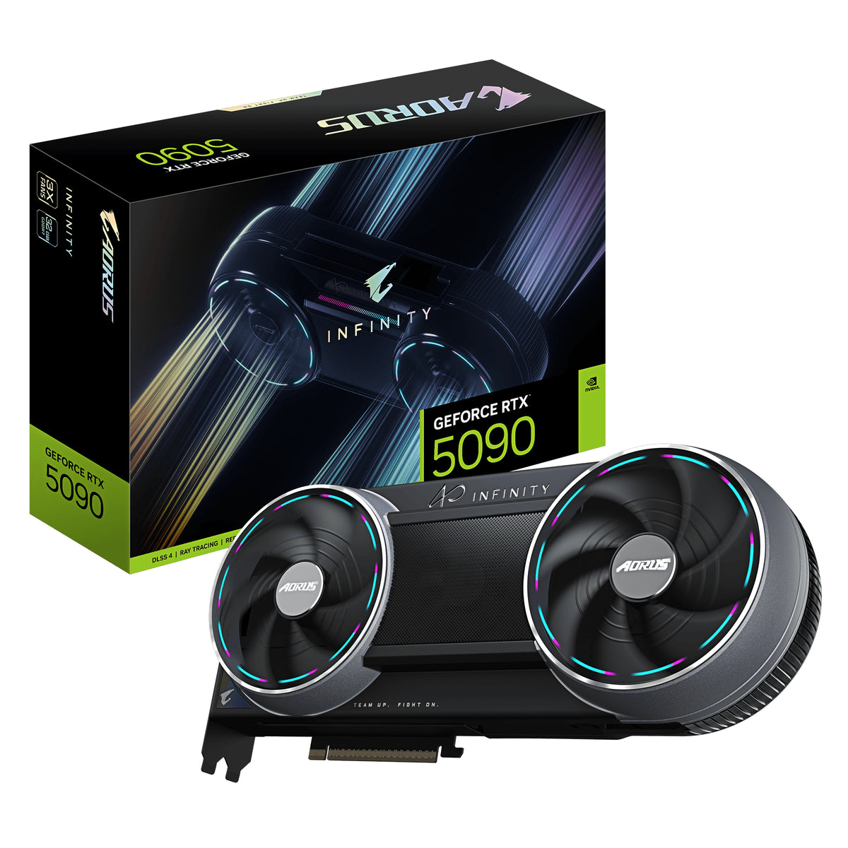 GIGABYTE AORUS GeForce RTX 5090 INFINITY 32G Grafikkarte – 32GB GDDR7, 512-bit, PCI-E 5.0, 2730 MHz Kern­takt, 3 × DP 2.1b, 1 × HDMI 2.1b, DLSS 4, GV-N5090AORUS IF-32GD