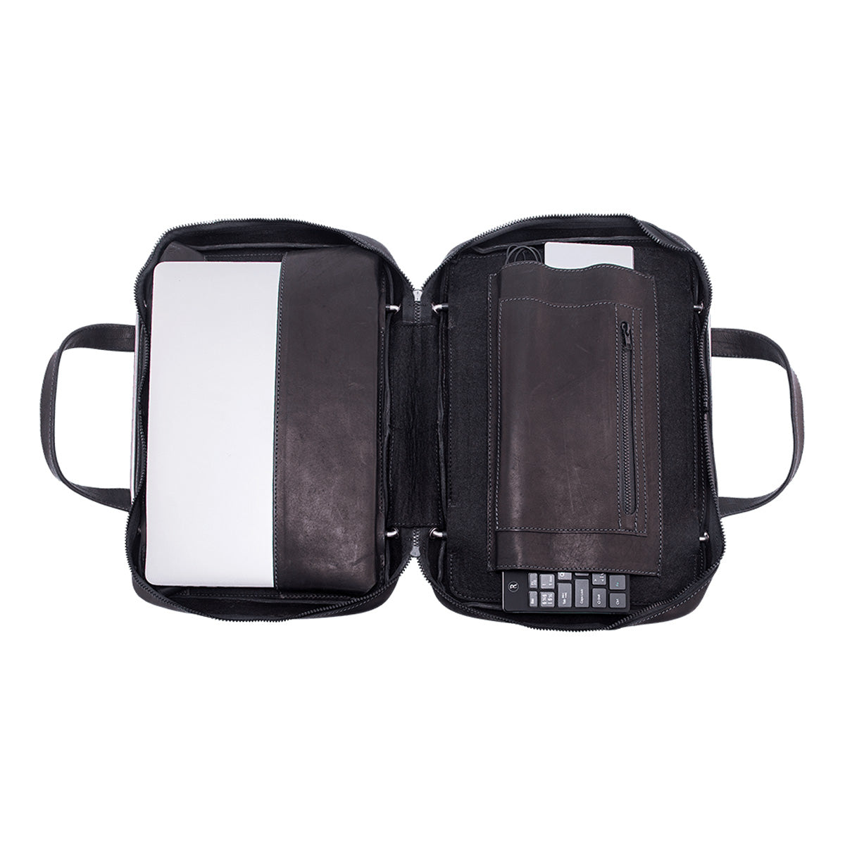 R-Go Tools Laptoptasche R-Go Viva, Vollnarbenleder, mit integriertem Laptop-Ständer, Schulterriemen, 15,6-Zoll, Schwarz