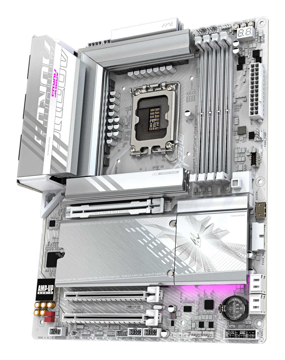 GIGABYTE Z890 AORUS ELITE WIFI7 ICE Mainboard - Unterstützt Intel Core Ultra (Serie 2) CPUs, 16+1+2 Phasen VRM, bis zu 8800MHz DDR5 (OC), 1xPCIe 5.0 + 3xPCIe 4.0, Wi-Fi 7, 2.5GbE LAN, Thunderbolt 4