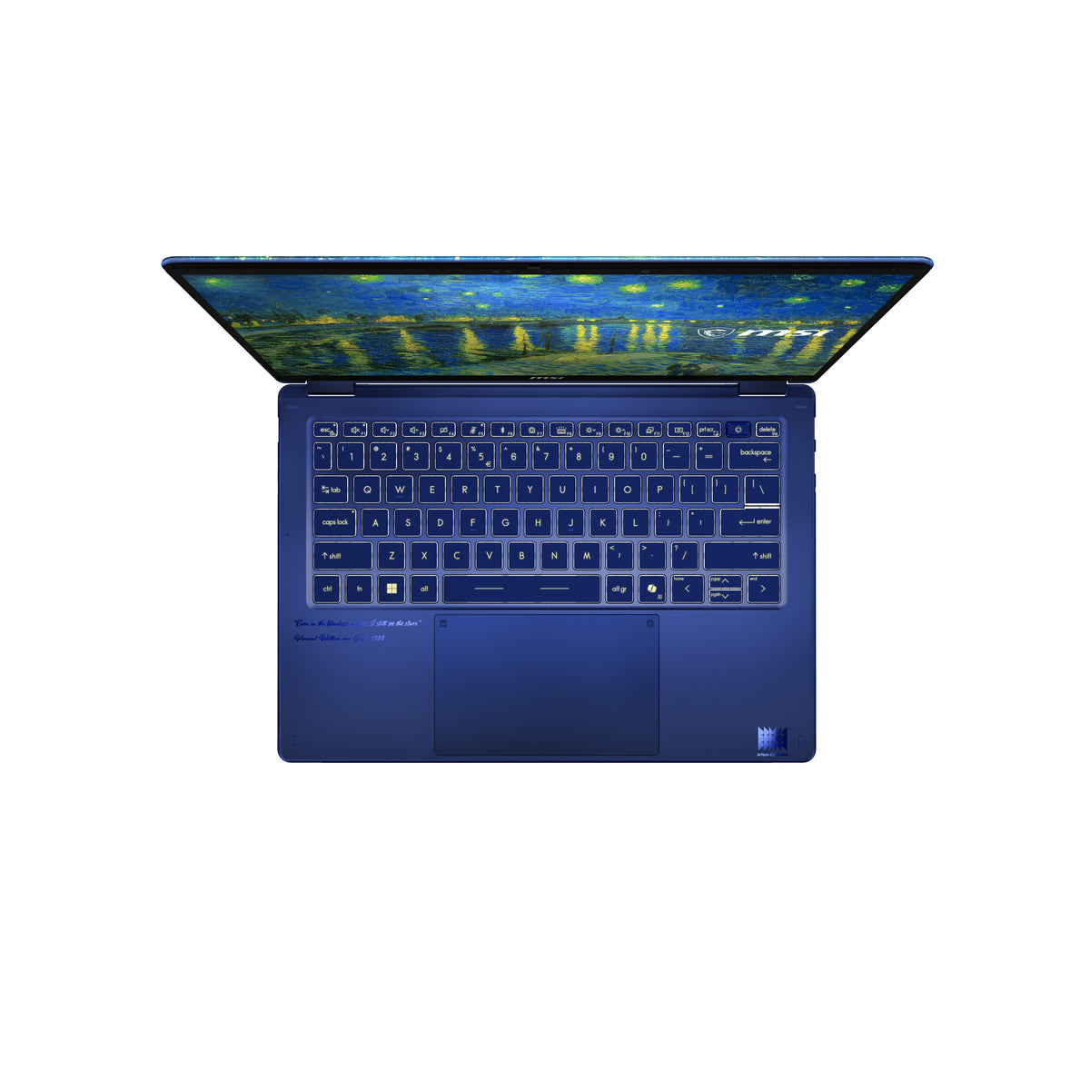 MSI Prestige 14 Flip AI+ Starry Night Over the Rhone-261FRY Copilot+ PC Intel Core Ultra X9 378H Hybrid (2-in-1) 35,6 cm (14") Touchscreen Full HD+ 32 GB LPDDR5x-SDRAM 1 TB SSD Wi-Fi 7 (802.11be) Windows 11 Home Schwarz, Blau
