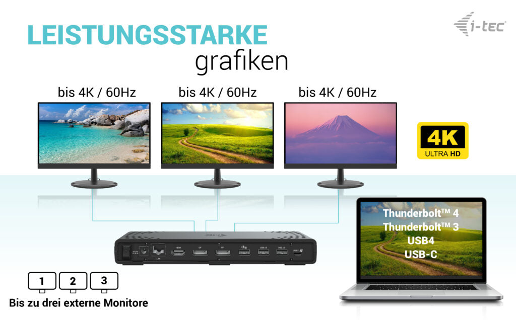 i-tec USB-C Triple Display Docking Station Gen 2 + Power Delivery 100W