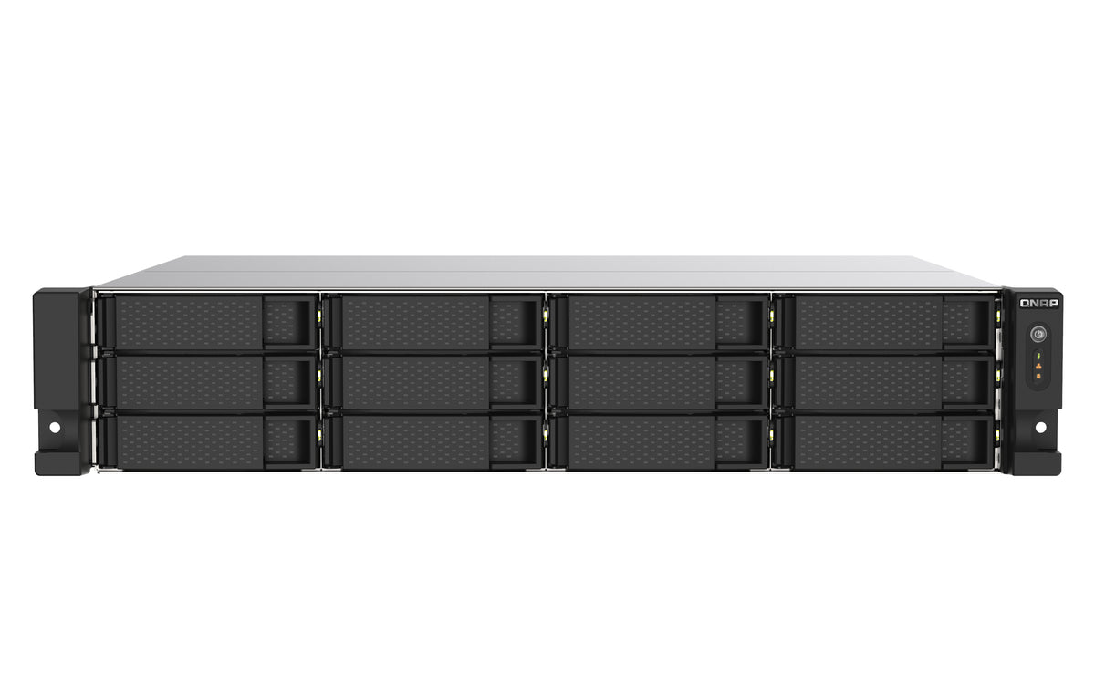 QNAP TS-1273AU-RP-8G NAS & Speicherserver Rack (2U) Ryzen Embedded V1500B 8 GB DDR4 0 TB QNAP QTS Aluminium, Schwarz