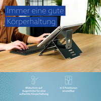 R-Go Tools Laptopständer R-Go Riser Flexible, ergonomisch, faltbarer und einstellbarer Laptopständer, Schwarz