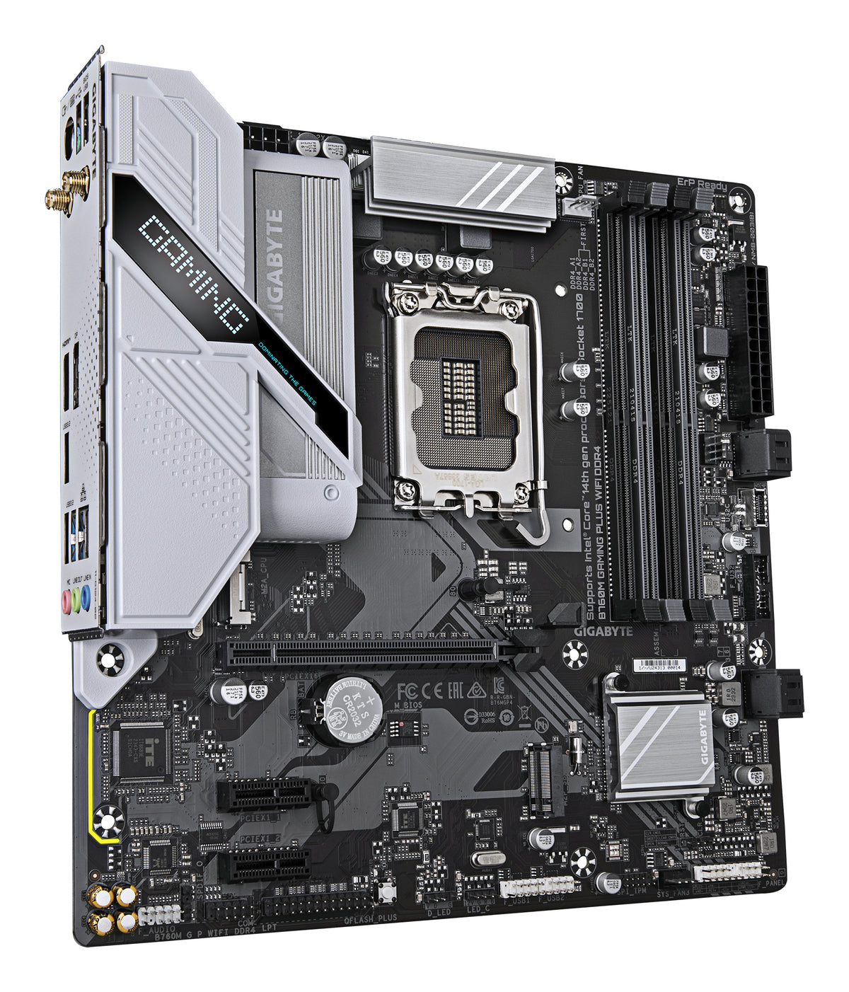 GIGABYTE B760M GAMING PLUS WIFI DDR4-Mainboard - Unterstützt 14. Gen. Intel Core CPUs, 4+1+1 Phasen VRM, bis zu 5333 MHz DDR4 (OC), 2xPCIe 4.0 M.2, Wi-Fi 6, 1 GbE LAN, USB 3.2 Gen 1