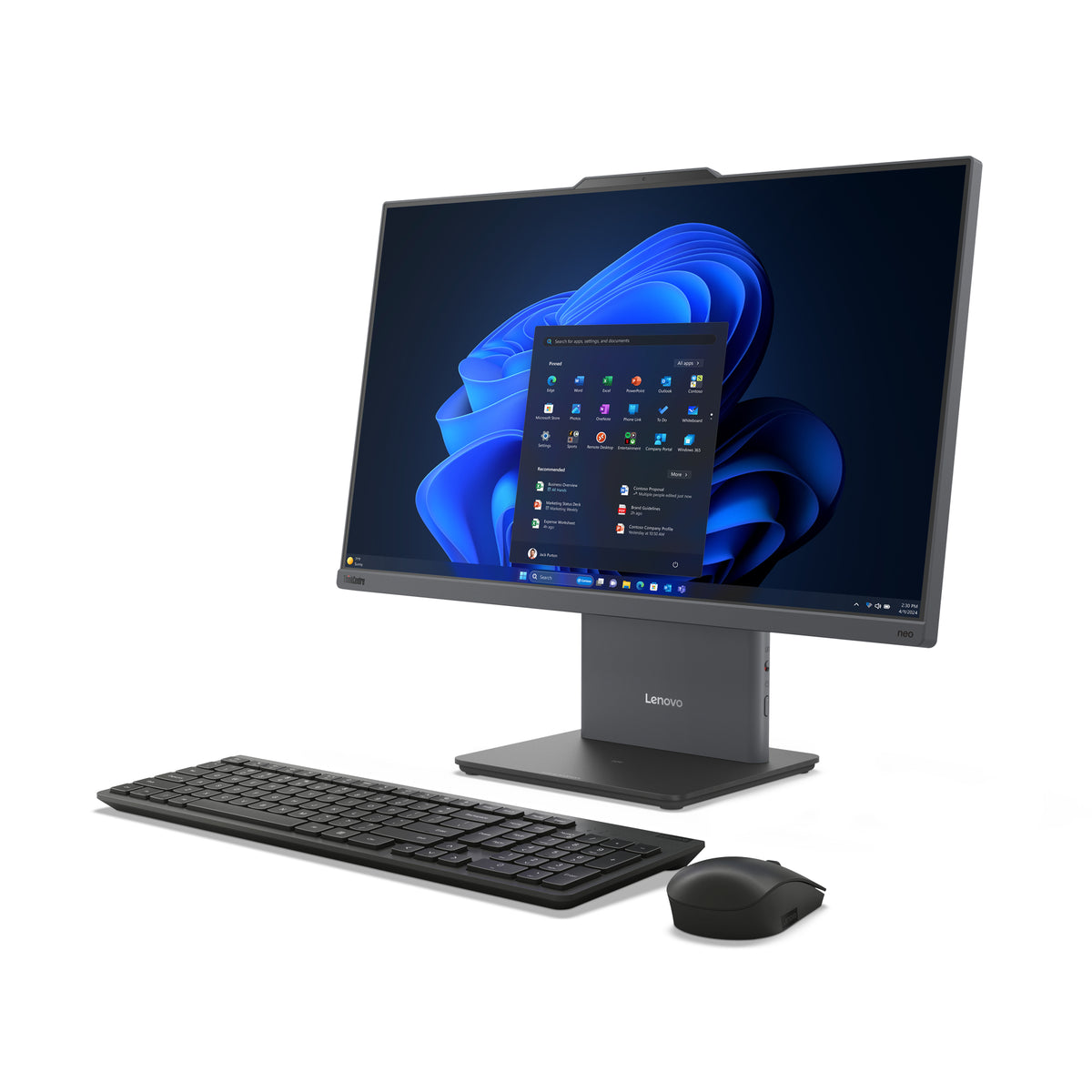 Lenovo ThinkCentre neo 50a 24 Gen 5 Intel Core 7 240H 60,5 cm (23.8") 1920 x 1080 Pixel All-in-One-PC 32 GB DDR5-SDRAM 1 TB SSD Windows 11 Pro Wi-Fi 6 (802.11ax) Grau