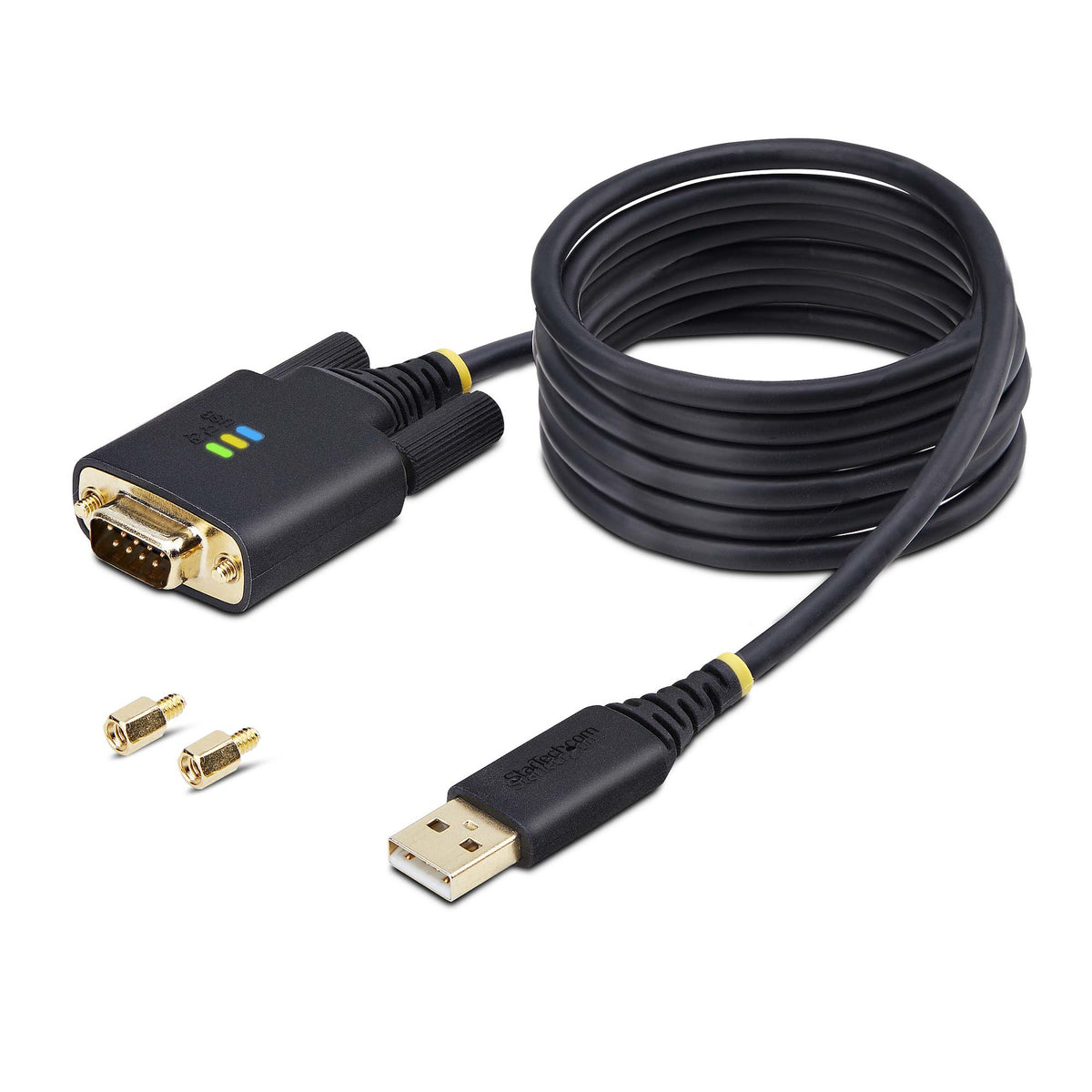StarTech.com 2m USB Seriell Adapterkabel, USB-A auf DB9 RS232, FTDI, COM Retention, LED, wechselbare DB9 Schrauben und Muttern, ESD-Schutz, Windows, macOS und Linux