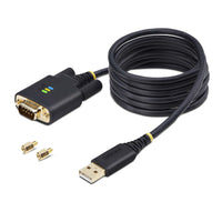 StarTech.com 2m USB Seriell Adapterkabel, USB-A auf DB9 RS232, FTDI, COM Retention, LED, wechselbare DB9 Schrauben und Muttern, ESD-Schutz, Windows, macOS und Linux