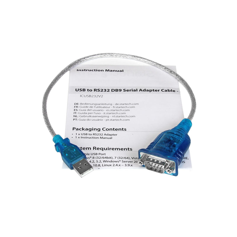 StarTech.com 1 Port USB auf Seriell RS232 Adapter - Prolific PL-2303 - USB auf DB9 Seriell Adapter Kabel - RS232 Seriell Konverter