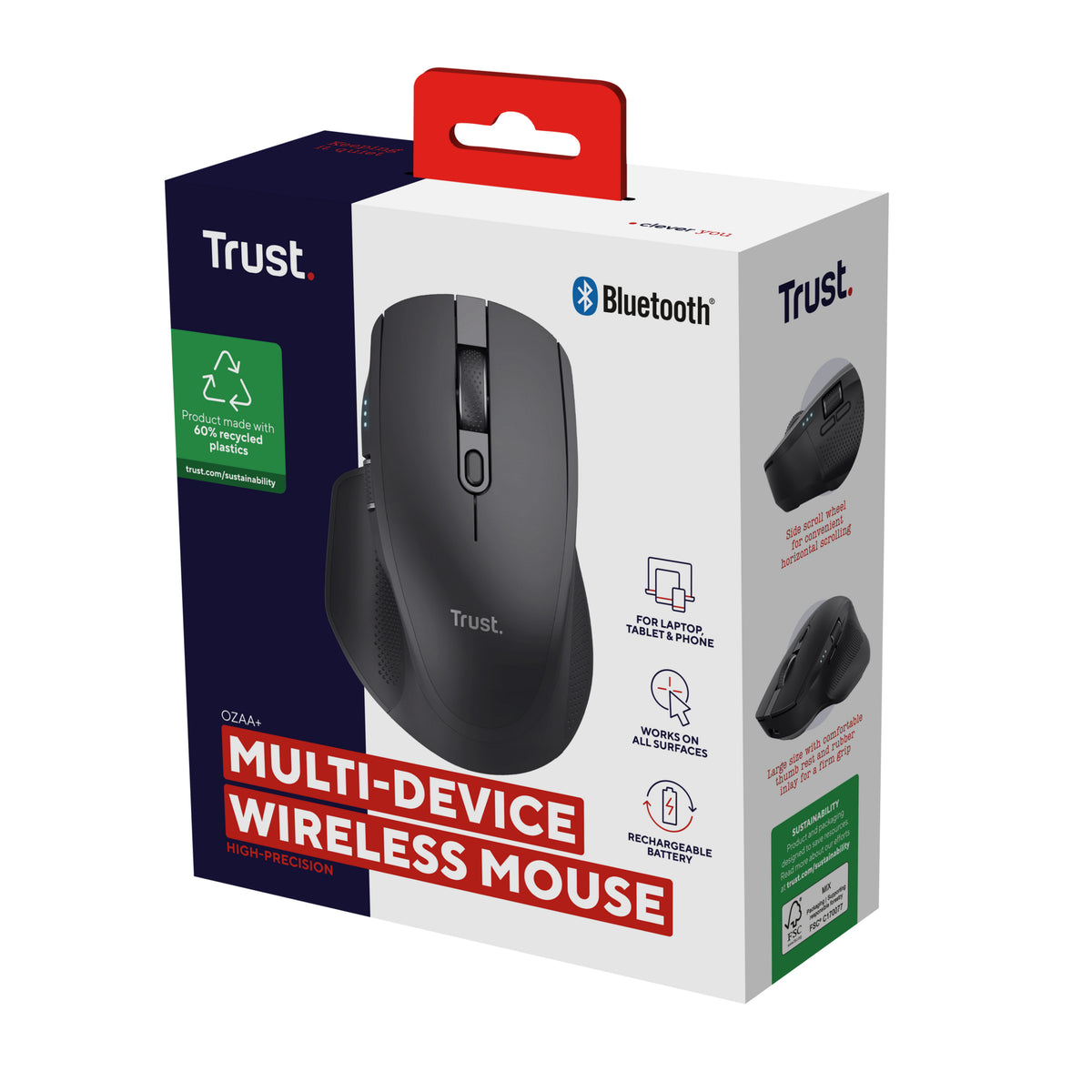 Trust Ozaa+ Maus Büro rechts RF Wireless + Bluetooth Optisch 3200 DPI