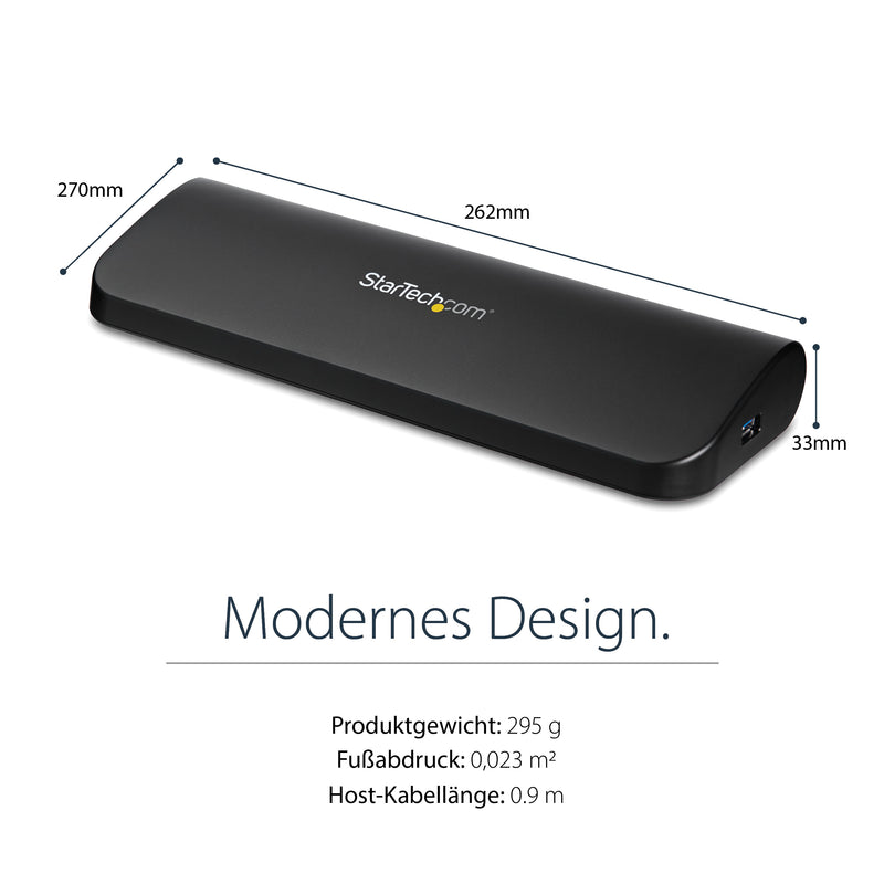 StarTech.com Dual Monitor USB 3.0 Laptop Docking Station mit HDMI/DVI/VGA, 3x USB-A Hub, GbE, Audio, Universal Type-A Dock für Windows/macOS/ChromeOS - TAA Konform
